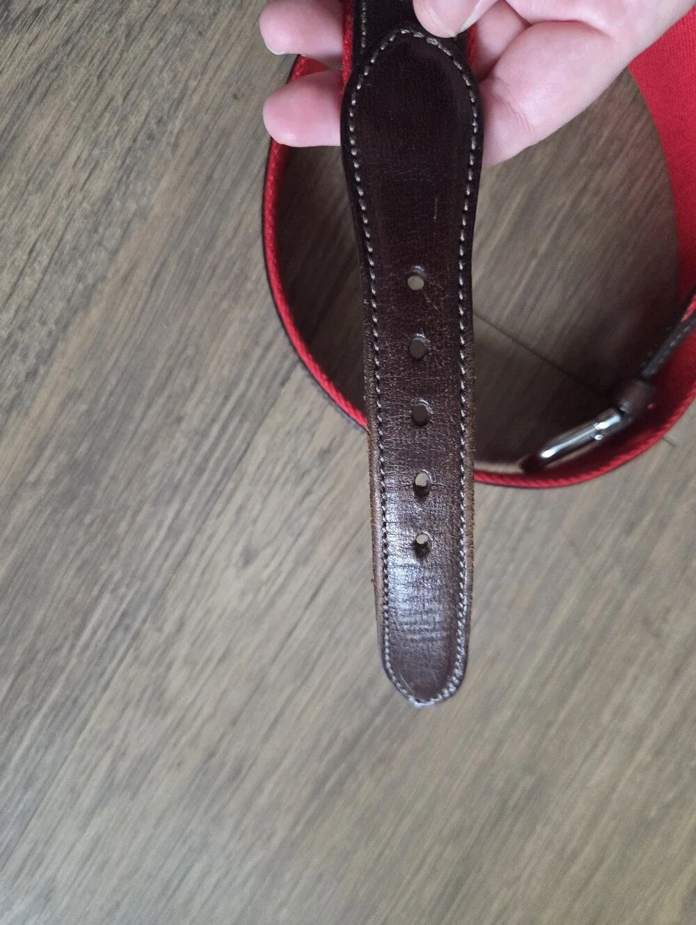 Ermenegildo Zegna Brown Leather Red Fabric Belt D.d.M.